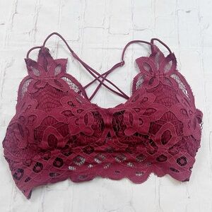 True burgundy lace padded bralette XL